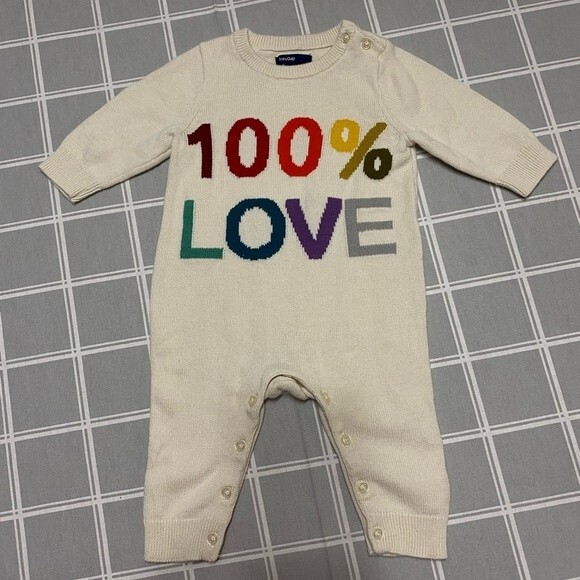 Baby GAP 100% Love One Piece Knit Romper 3 - 6 Months - Picture 1 of 5